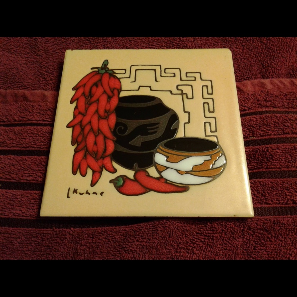 1984 signed Leone Kuhne rep pepper Ceramic Tile